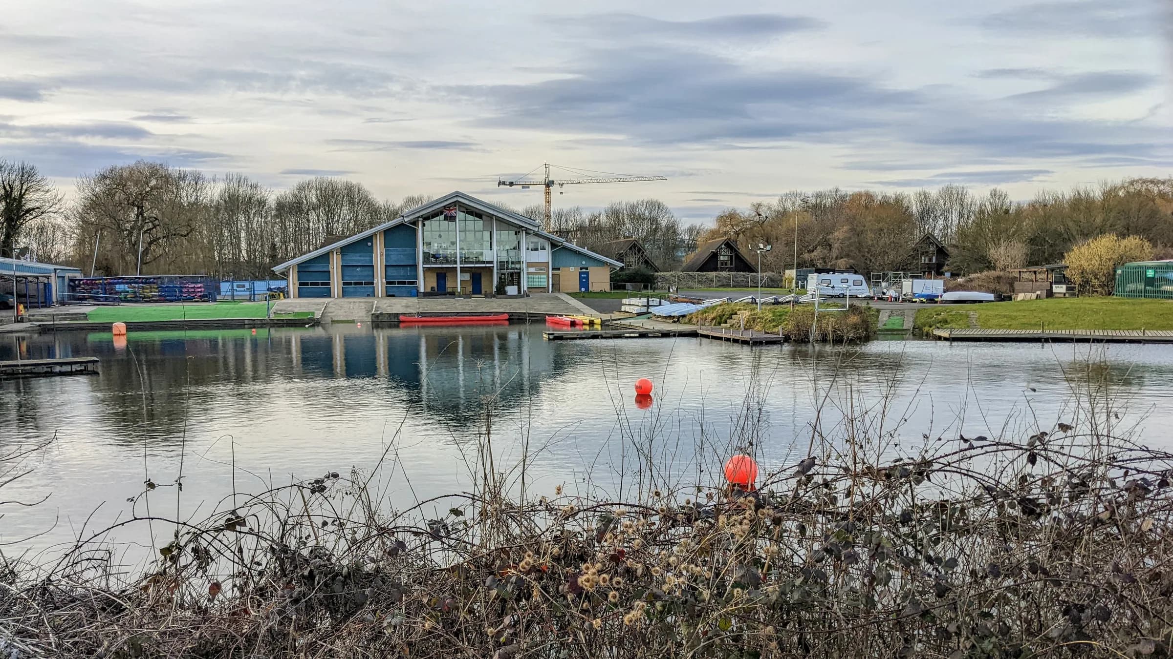 Cheshunt Lake with the lakeside building across the water