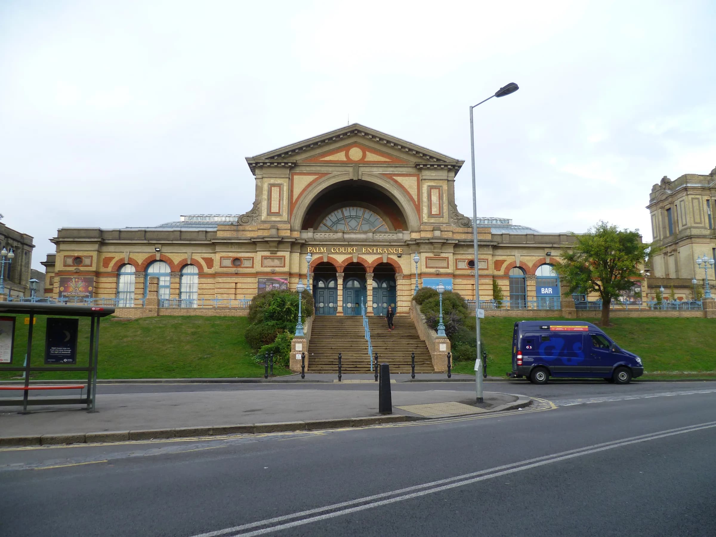 The front of Alexandra Palace in north London